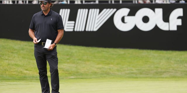 Team Captain Phil Mickelson of Hy Flyers GC waits on the 11th green during day three of the LIV Golf Invitational - Portland at Pumpkin Ridge Golf Club on July 2, 2022 in North Plains, Oregon. 