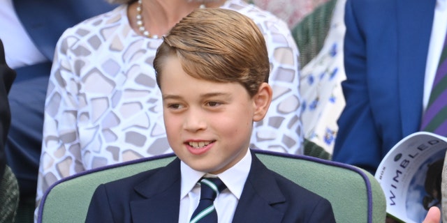 Prince George of Cambridge attends the Wimbledon men's singles final at the All England Lawn Tennis and Croquet Club on July 10, 2022 in London. 