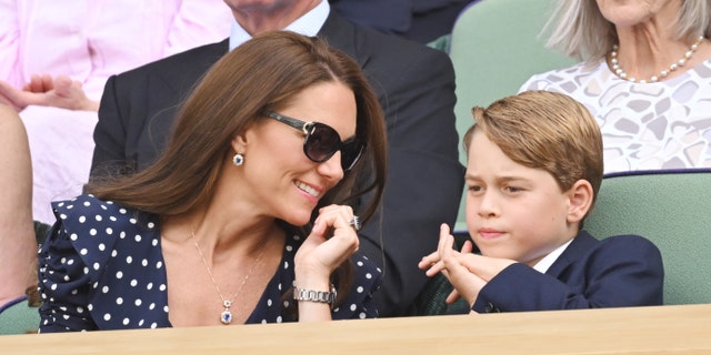 Catherine, Duchess of Cambridge and Prince George attend The Wimbledon men's singles final on July 10, 2022 in London.