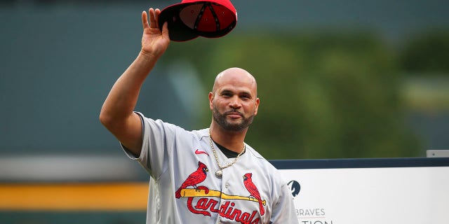Albert Pujols, No. 5 in the house of St. The Louis Cardinals are honored before their game against the Atlanta Braves at Truist Park on July 7, 2022 in Atlanta, Georgia.