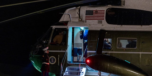 Washington DC-July 16: President Joe Biden will leave Marine One in the South Lawn of the White House in Washington DC on July 16, 2022. 