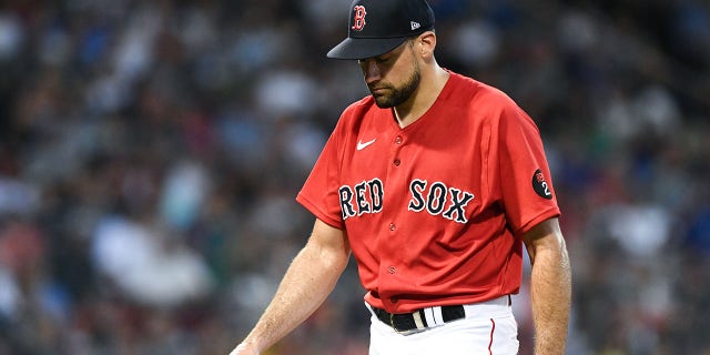 Nathan Iovaldi of the Boston Red Sox walks off the field during the third inning against the Toronto Blue Jays at Fenway Park on July 22, 2022 in Boston.