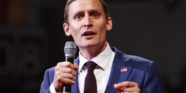 Republican candidate for senator Blake Masters speaks at a 'Save America' rally by former President Donald Trump in support of Arizona GOP candidates on July 22, 2022 in Prescott Valley, Arizona.