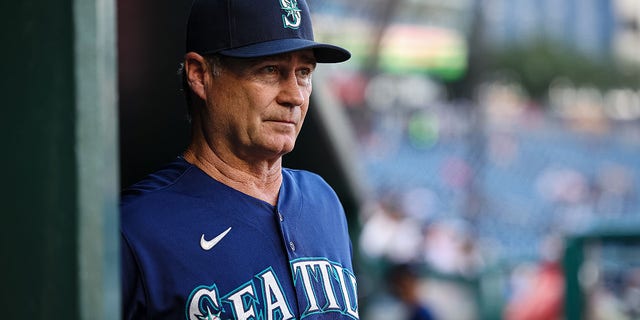 Seattle Mariners manager Scott Servais before game two of a doubleheader against the Washington Nationals at Nationals Park on July 13, 2022 in Washington, DC  