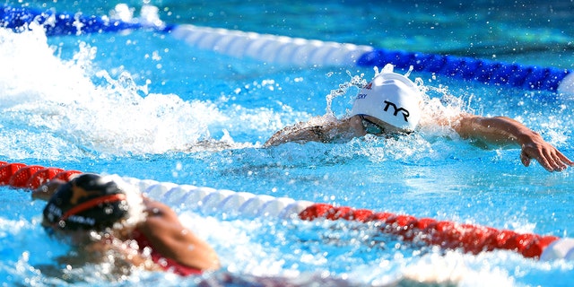 Katie Ledecky swims in the Women's LC 800 Meter Freestyle Final during day one of the 2022 Phillips 66 National Championships in Irvine, Calif., on July 26, 2022.