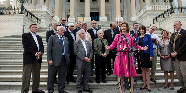 Rep. Vicky Hartzler (R-MO) speaks during a press conference outside the US Senate at the Capitol on September 29, 2013 in Washington. AFP
