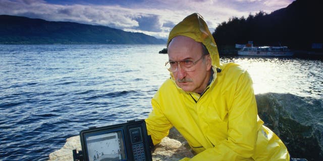 Scientist Thayne Smith Lowrance with a sonar device during one of his many attempts to find the legendary Loch Ness Monster, Scotland, February 1999.