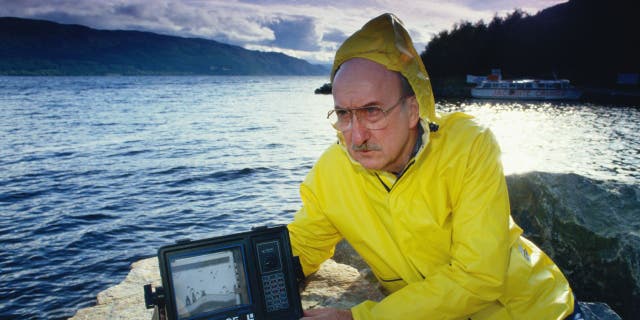 Scientist Thayne Smith Lowrance with a sonar device during one of his many attempts to find the legendary Loch Ness Monster, Scotland, February 1999.