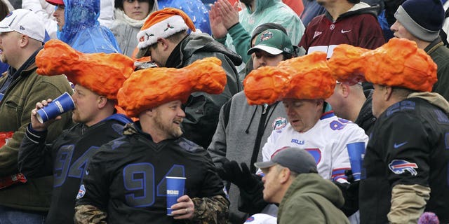 Buffalo Bills fans are credited with popularizing the local delicacy hot wings around the country.