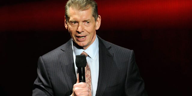 WWE Chairman and CEO Vince McMahon speaks at a news conference announcing the WWE Network at the 2014 International CES at the Encore Theater at Wynn Las Vegas Jan. 8, 2014, in Las Vegas.