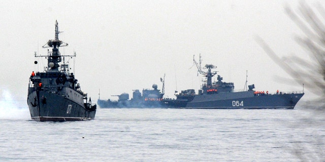 Russian Navy ships are docked in the Sevastopol bay on March 4, 2014.