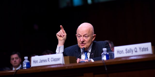 Former Director of National Intelligence James Clapper testifies before the Senate Judiciary Committee's Subcommittee on Crime and Terrorism in the Hart Senate Office Building on Capitol Hill May 8, 2017 in Washington, DC. 
