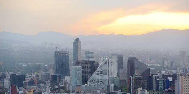 MEXICO, MEXICO CITY - SEPTEMBER 08 : Aerial view of Mexico City on September 08, 2016, Mexico. 