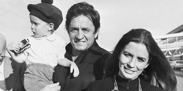 Johnny Cash, his wife June Carter and their son John arrive for the filming of ‘Following the Footsteps of Jesus.’ The film meant to feature Cash and his wife singing against the background of Christian holy sites.