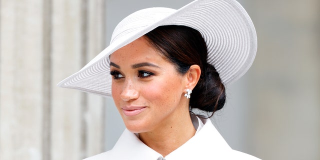 Meghan, Duchess of Sussex, attends a national service of thanksgiving to celebrate the Platinum Jubilee of Queen Elizabeth II at St Paul's Cathedral June 3, 2022, in London.