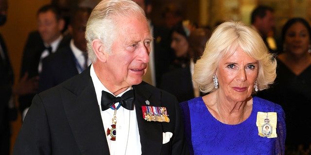 Prince Charles, Prince of Wales, and Camilla, Duchess of Cornwall, arrive at the Commonwealth Heads of Government Dinner at the Marriott Hotel June 24, 2022, in Kigali, Rwanda. 