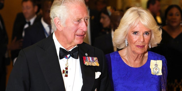 Prince Charles, Prince of Wales, and Camilla, Duchess of Cornwall, arrive at the Commonwealth Heads of Government Dinner at the Marriott Hotel June 24, 2022, in Kigali, Rwanda. 