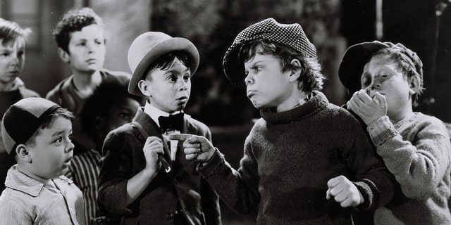 From left: George McFarland as Spanky, Carl Switzer as Alfalfa, Tommy Bond as Butch and Sidney Kibrick as The Worm in "Glove Taps," circa 1937. The episode was featured in the "Our Gang" series, which was later known as "The Little Rascals."