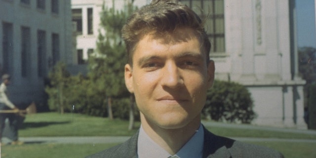 Archival photo of American mathematician and professor Ted Kaczynski, later a domestic terrorist known as the Unabomber, as he poses outdoors at the University of California, Berkeley, June 1968.