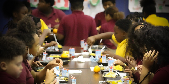 Students eating lunch at Grant Park Christian Academy.