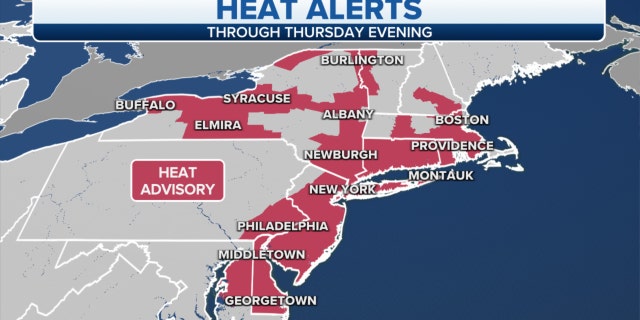 Heat alerts through Thursday in the Northeast