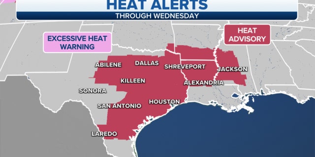 Southern U.S. heat alerts through Wednesday