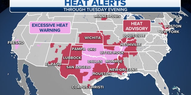 Heat alerts across the U.S. through Tuesday night