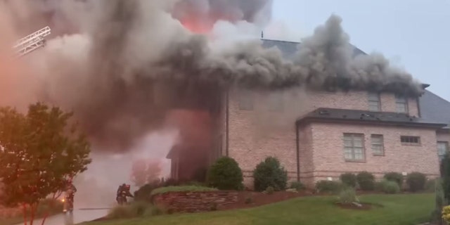 A side view of the residential fire in the 1300 block of Pheasant Ln. in Winston-Salem, North Carolina