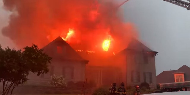Twitter video shows flames from the residential fire in the 1300 block of Pheasant Ln. in Winson-Salem, North Carolina