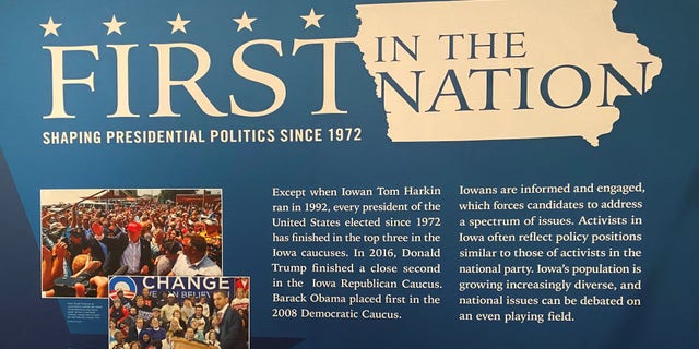 The Iowa Caucuses display at the State Historical Museum of Iowa, on Jan. 15, 2020 