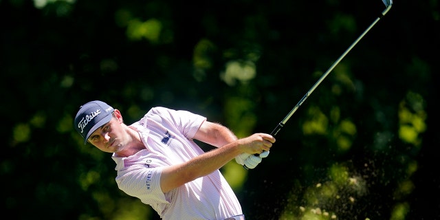 J.T. Poston hits off the sixth tee during the final round of the John Deere Classic golf tournament, Sunday, July 3, 2022, at TPC Deere Run in Silvis, Ill.