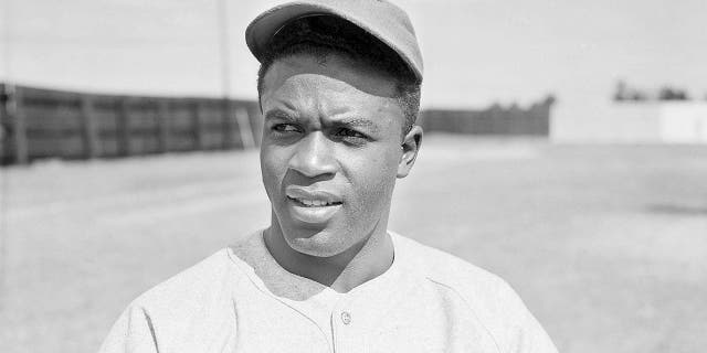 Jackie Robinson with the Montreal Royals in Sanford, Florida on March 4, 1946.