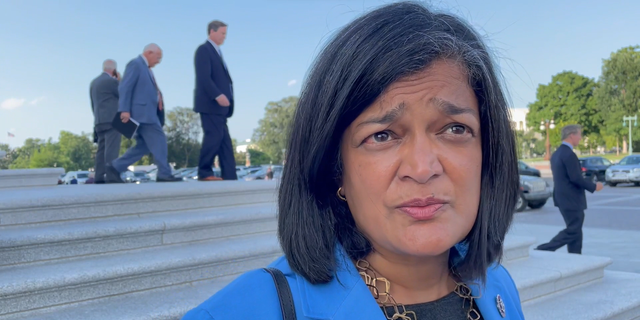 Rep. Pramila Jayapal, D-Wash., said she's upset that Sen. Joe Manchin, D-W.Va., is blocking Democrats' agenda, but didn't answer a question about calls to strip him of his committee chairmanship or run him out of the party. 