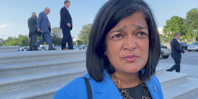 Rep. Pramila Jayapal, D-Wash., said she's upset that Sen. Joe Manchin, D-W.Va., is blocking Democrats' agenda, but didn't answer a question about calls to strip him of his committee chairmanship or run him out of the party. 