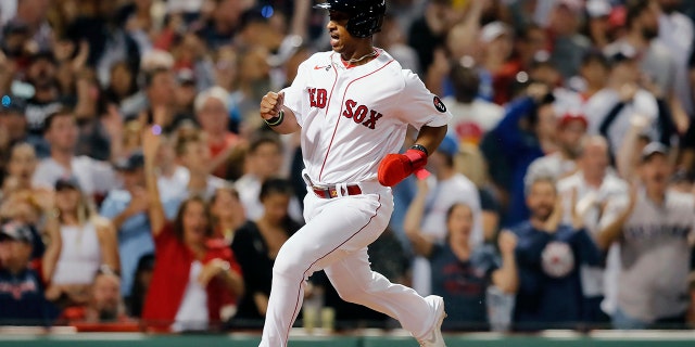 Jeter Downs of the Boston Red Sox scores on a single by Alex Verdugo during the eighth inning of the team's game against the New York Yankees Saturday, July 9, 2022, in Boston.