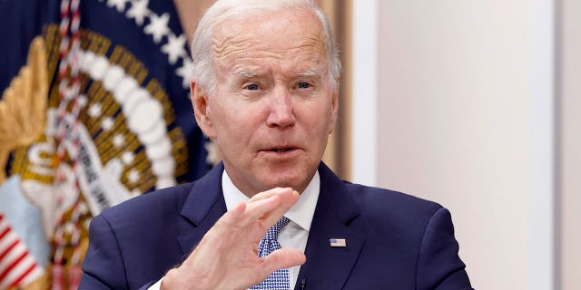 President Joe Biden gives remarks during a meeting in the South Court Auditorium of the White House on July 28, 2022, in Washington, D.C.