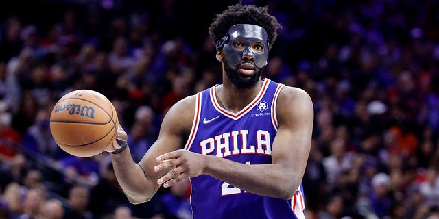 Joel Embiid #21 of the Philadelphia 76ers handles the ball during the second half against the Miami Heat in game six of the 2022 NBA Playoff Eastern Conference Semifinals at Wells Fargo Center on May 12, 2022 in Philadelphia, Pennsylvania.