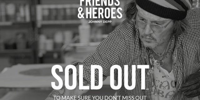 An Instagram post announced that Johnny Depp's debut art collection "Friends and Heroes" had sold out.