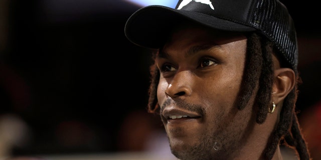 Julio Jones attends a game between the Zappers and Beasts during the v2.0 Fan Controlled Football Season - Week Four, May 7, 2022, in Atlanta, Georgia.
