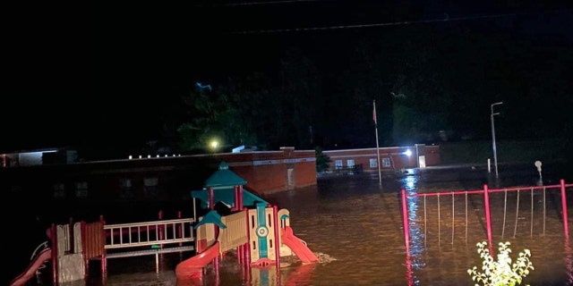 The flooded elementary school in Buckhorn, Ky.