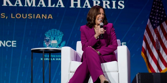 Vice President Kamala Harris speaks at an event as part of the Essence Festival of Culture in New Orleans, Saturday, July 2, 2022. 