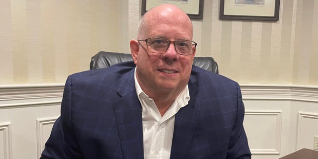 Republican Gov. Larry Hogan speaks with New Hampshire's Fox News on July 11, 2022 in Manchester, New Hampshire to discuss the potential 2024 GOP presidential election. 