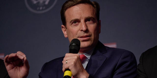 Nevada Republican U.S. Senate candidate Adam Laxalt speaks during a panel on policing and security prior to former President Donald Trump giving remarks at Treasure Island hotel and casino on July 8, 2022 in Las Vegas, Nevada.