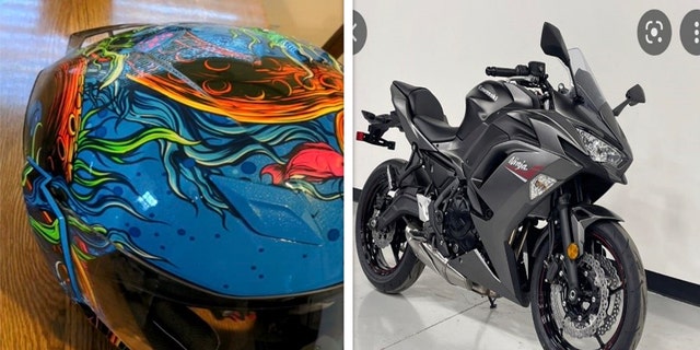 He left riding a charcoal gray 2022 Kawasaki Ninja 650 motorcycle.