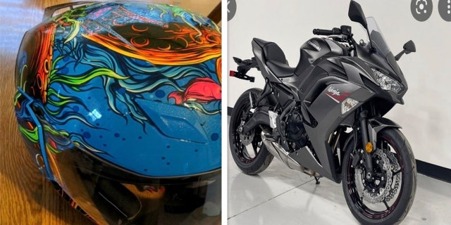 He left riding a charcoal gray 2022 Kawasaki Ninja 650 motorcycle.