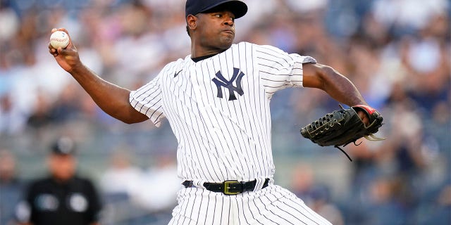 New York Yankees' Luis Severino pitches during the first inning of the team's baseball game against the Cincinnati Reds on Wednesday, July 13, 2022, in New York.