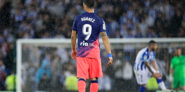 Luis Suarez of Atletico Madrid during the La Liga Santander match between Real Sociedad v Atletico Madrid at the Estadio Reale Arena on May 22, 2022 in San Sebastian Spain