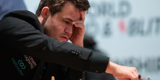 Magnus Carlsen (NOR) during the FIDE Chess World Rapid &amp; Blitz 2021 in Warsaw, Poland, on Dec. 28, 2021.