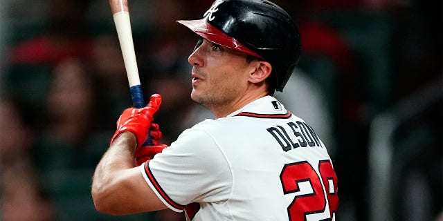 Atlanta Braves' Matt Olson hits a two-run home run in the sixth inning of a baseball game against the New York Mets Tuesday, July 12, 2022, in Atlanta.