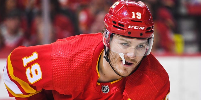 Matthew Tkachuk of the Calgary Flames in action against the Dallas Stars during Game 7 of the first round of the 2022 Stanley Cup playoffs at Scotiabank Saddledome May 15, 2022, in Calgary, Alberta, Canada. 